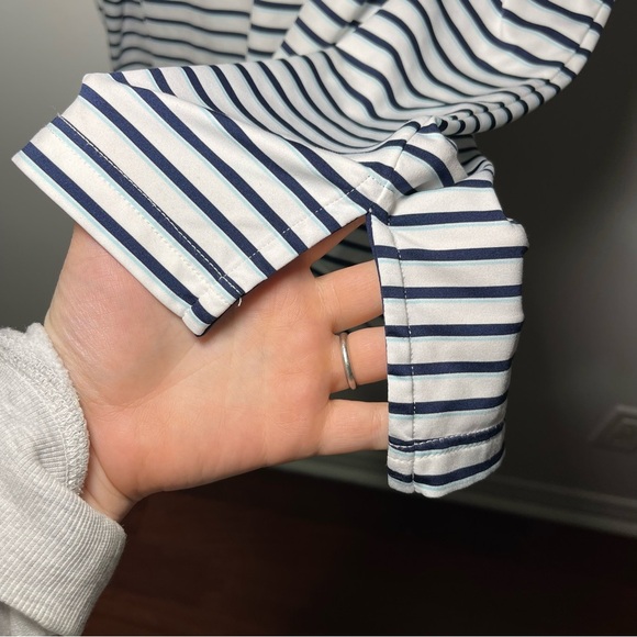 RLX Ralph Lauren men navy striped wicking UV casual golf light polo shirt in XL - Picture 5 of 8